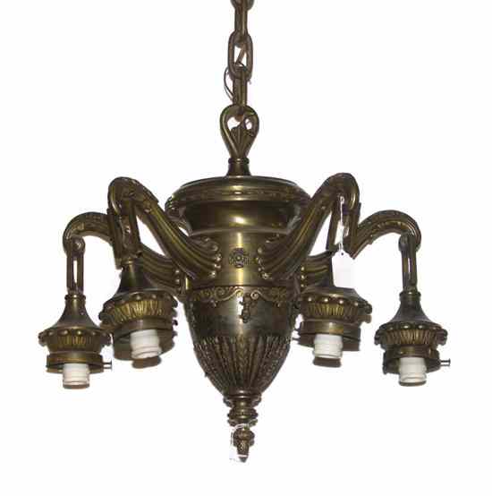 Appraisal: A Neoclassical Five-Light Brass Fixture having an inverted bell form