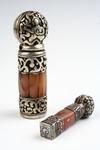 Appraisal: BHUTANESE WAX SEALS - Silver Fitted Carnelian a text stamp