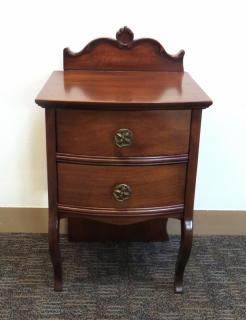 Appraisal: End Table With two drawers and crested top Dimensions X