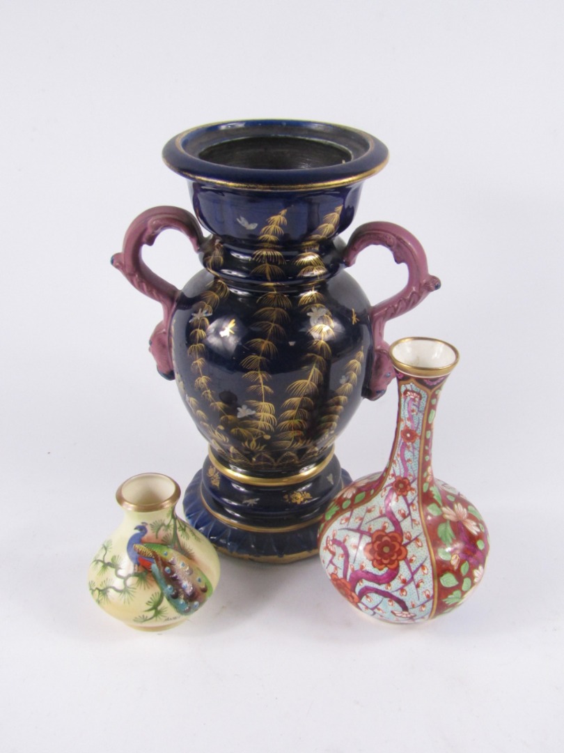 Appraisal: A Stephenson Hancock Derby Porcelain vase decorated with panels of