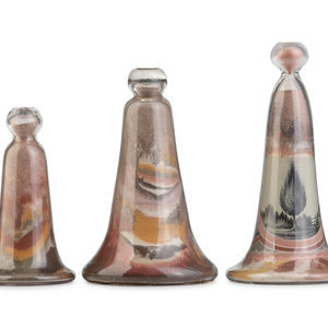 Appraisal: Three Isle of Wight Sand Art Bell Bottles th Century