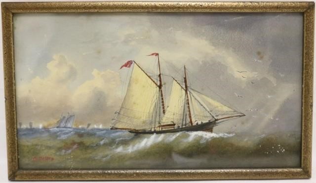 Appraisal: CHARLES JOHN DELACY - ENGLAND MIXEDMEDIA DEPICTING A SLOOP IN