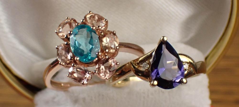 Appraisal: TWO SEMI PRECIOUS GEMSTONE RINGS including a k rose gold