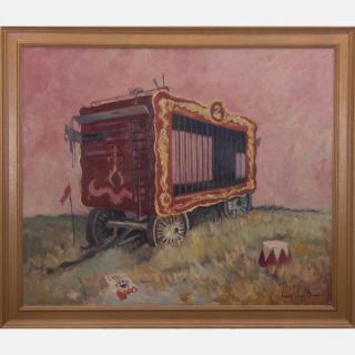 Appraisal: Francis Clark Brown - Landscape with Circus Wagon Oil on