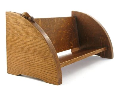 Appraisal: A Robert Mouseman Thompson oak book shelf with carved mouse