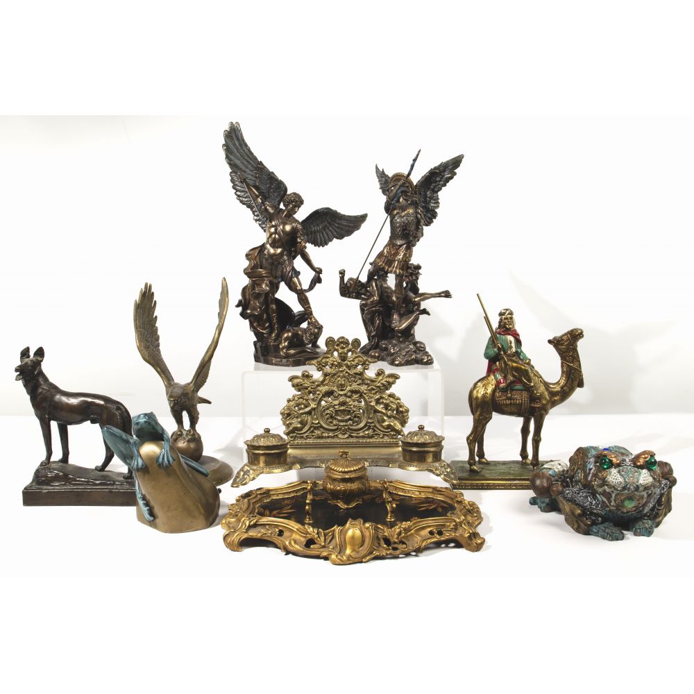 Appraisal: DESK ACCESSORY AND STATUE ASSORTMENT items including a German Shepard