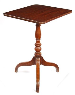 Appraisal: A mahogany tripod table with a square tilt top and