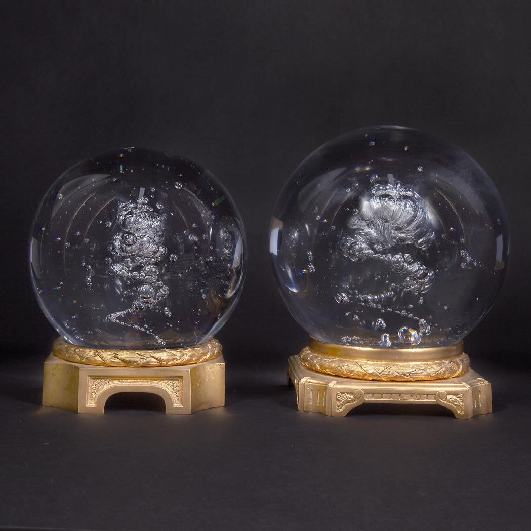 Appraisal: Graduated Pair of Schneider Glass Spheres Third quarter of the