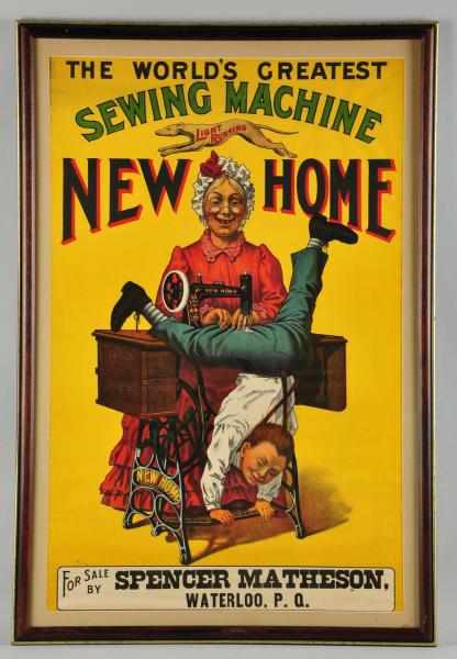 Appraisal: Paper New Home Sewing Machine Poster Description Nice image of