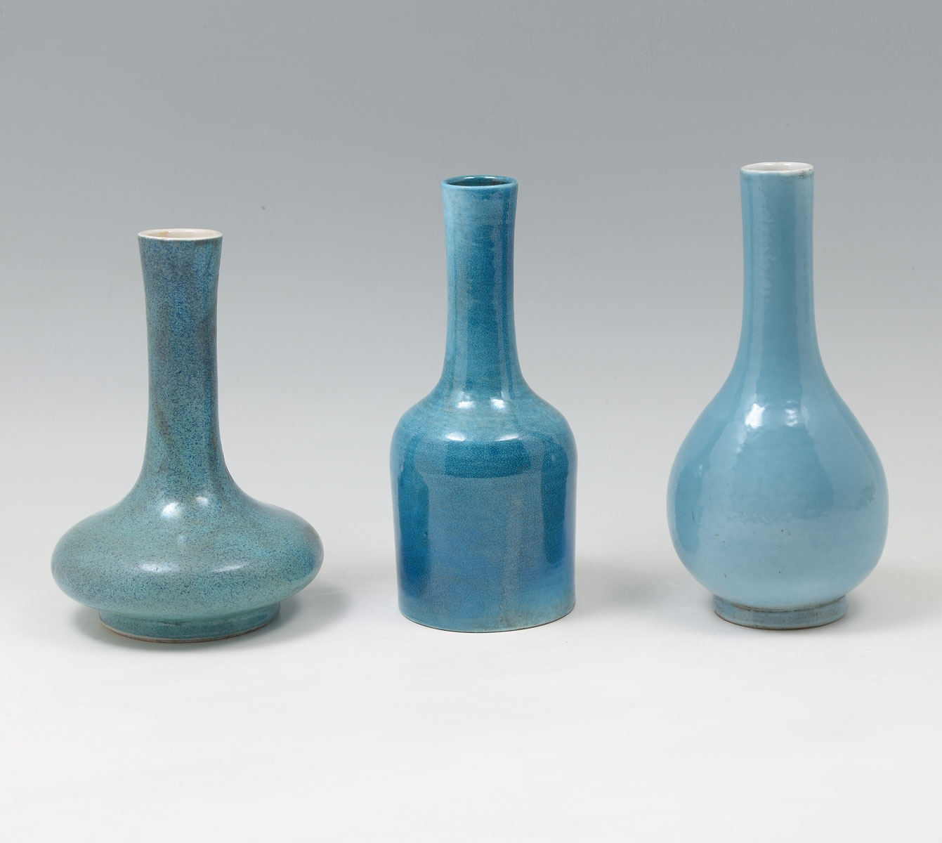 Appraisal: CHINESE BLUE GLAZED BOTTLE VASES - Qing dynasty bottle vases