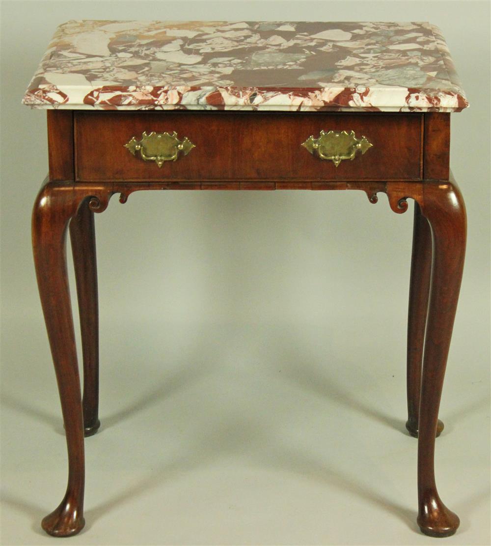 Appraisal: QUEEN ANNE MARBLE TOPPED MAHOGANY MIXING TABLE ca having a