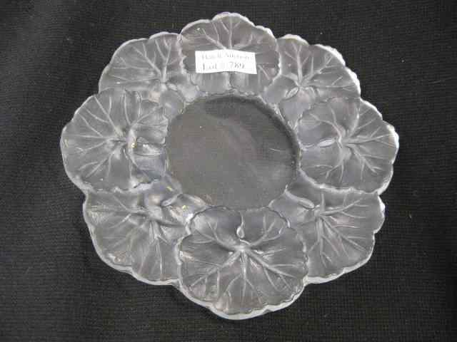 Appraisal: Lalique Crystal Dish frosted leaf decor '' signed excellent