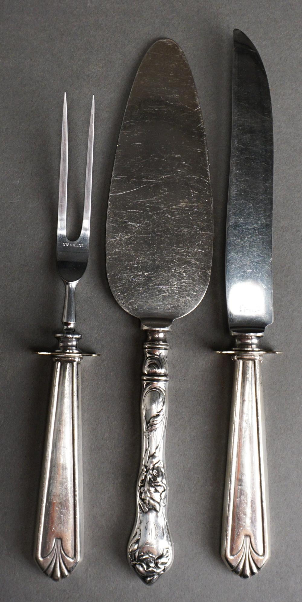 Appraisal: Sterling Silver Handle Carving Set and Pie Server