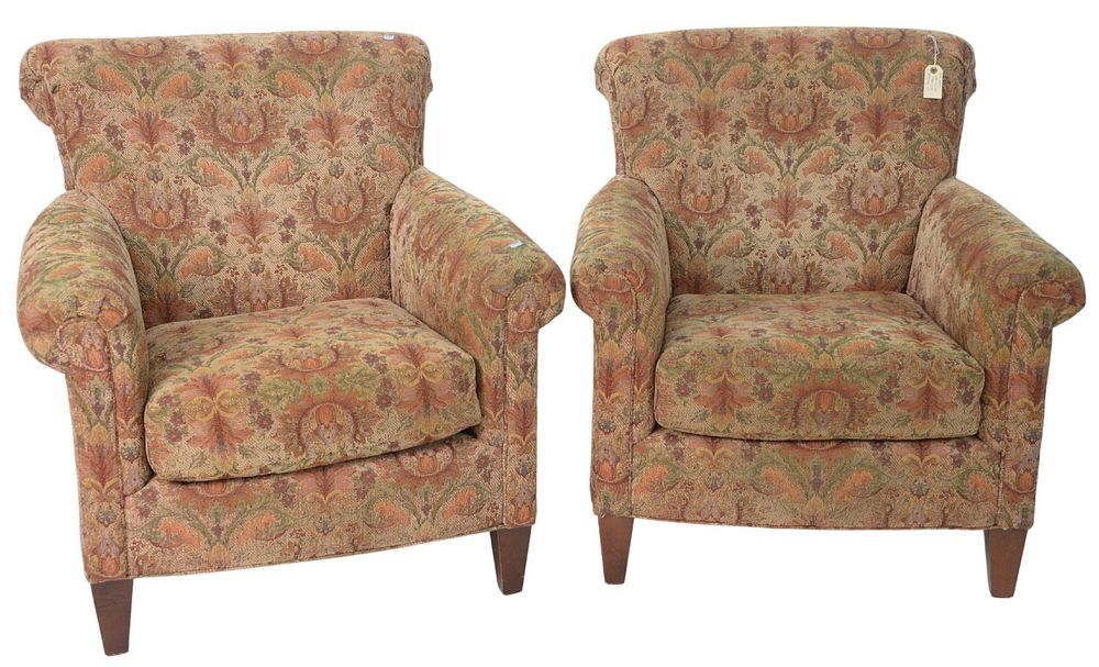 Appraisal: Pair of Contemporary Upholstered Club Chairs signed Sam Moore Furniture