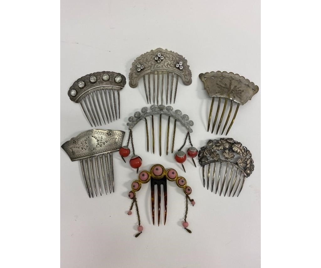 Appraisal: A collection of seven Victorian hair combs including five metal