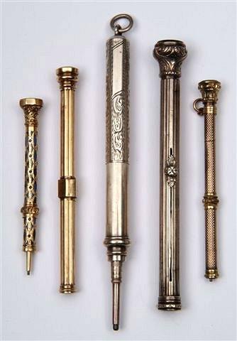 Appraisal: A SILVER STERLING PROPELLING PENCIL a gilt metal slide pencil