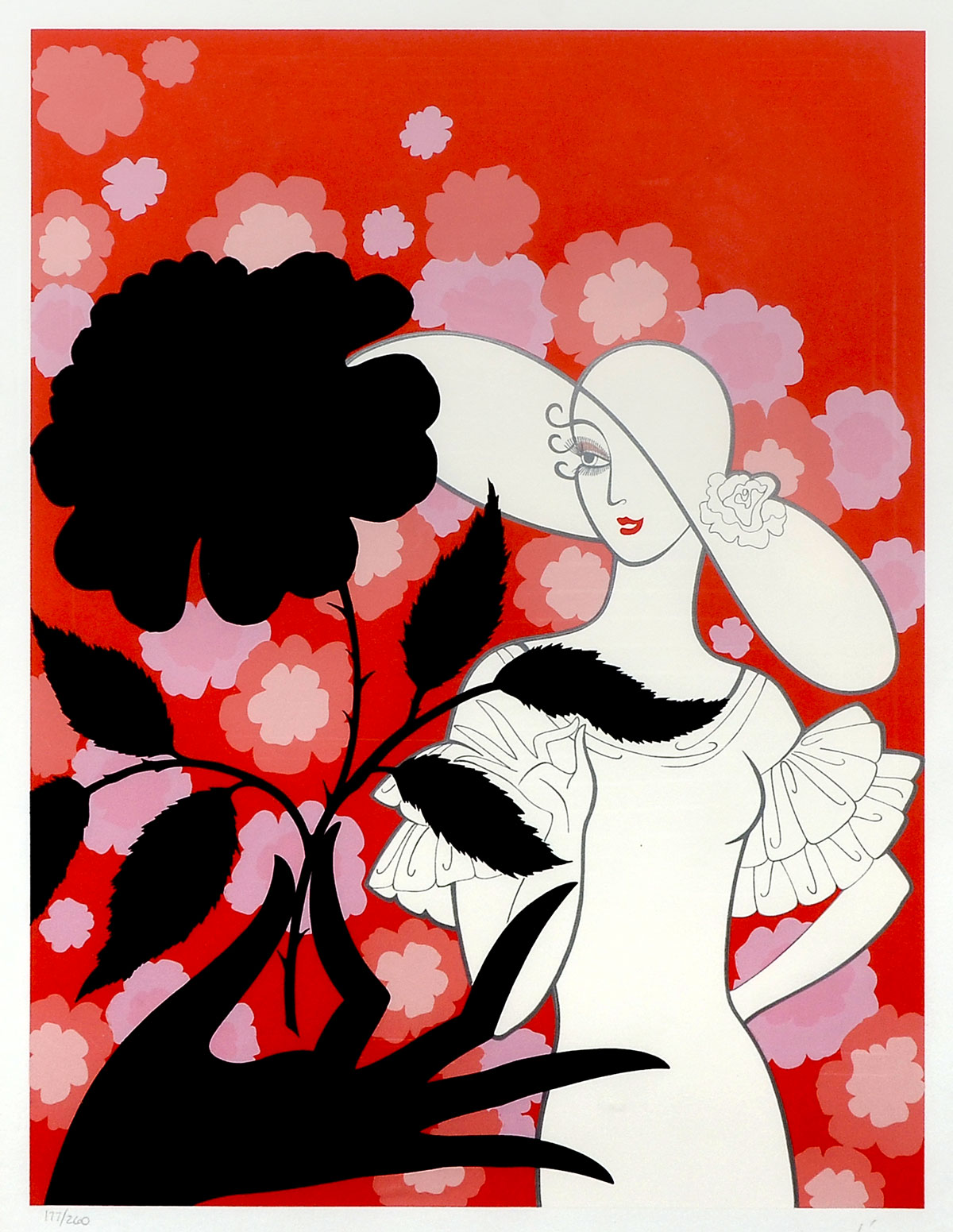 Appraisal: ERTE Russian - ''The Black Rose'' Serigraph sight size ''