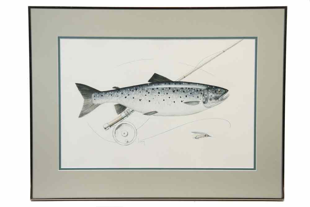 Appraisal: W C - Speckled Trout with Fly Reel signed 'largay'