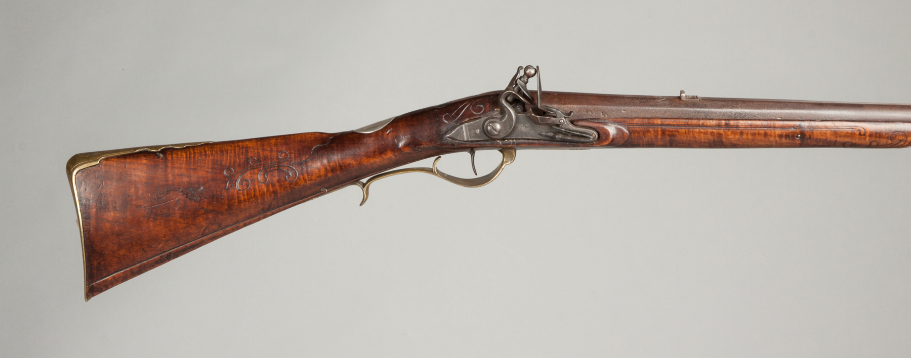 Appraisal: New York State Curly Maple Flintlock Rifle C Smooth bore