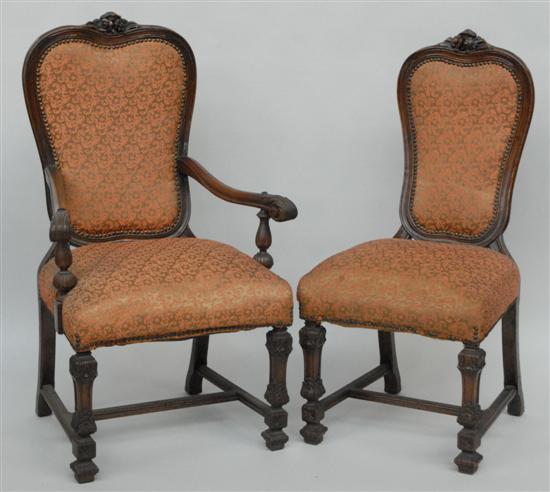 Appraisal: SET SIX CARVED DINING CHAIRS Two arm four side with