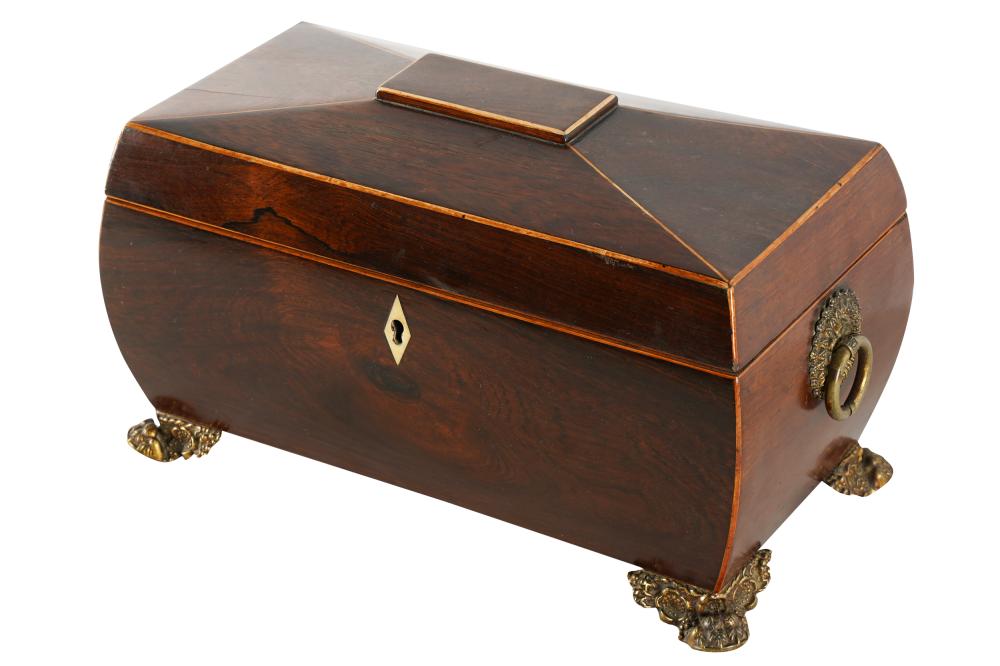 Appraisal: GEORGIAN MAHOGANY TABLE BOXthe hinged pyramidal top reversing to a