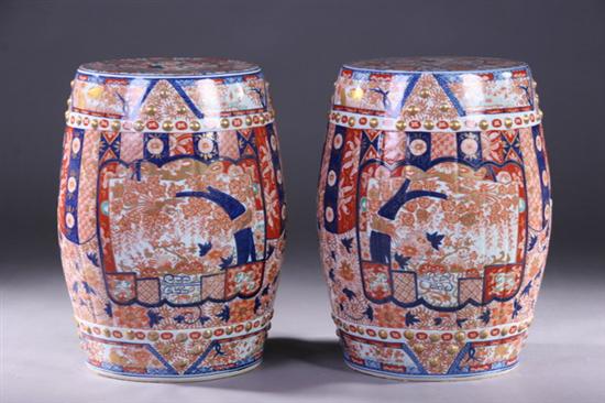 Appraisal: CHINESE IMARI PORCELAIN GARDEN SEATS th century Painted in the