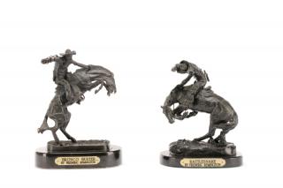 Appraisal: Collection of Two Bronzes After Frederic Remington After Frederic Sackrider