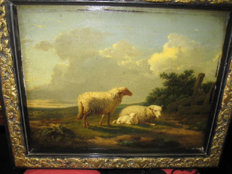 Appraisal: AFTER EUGENE VERBOECKHOVEN BELGIAN - Landscape with three sheep oil