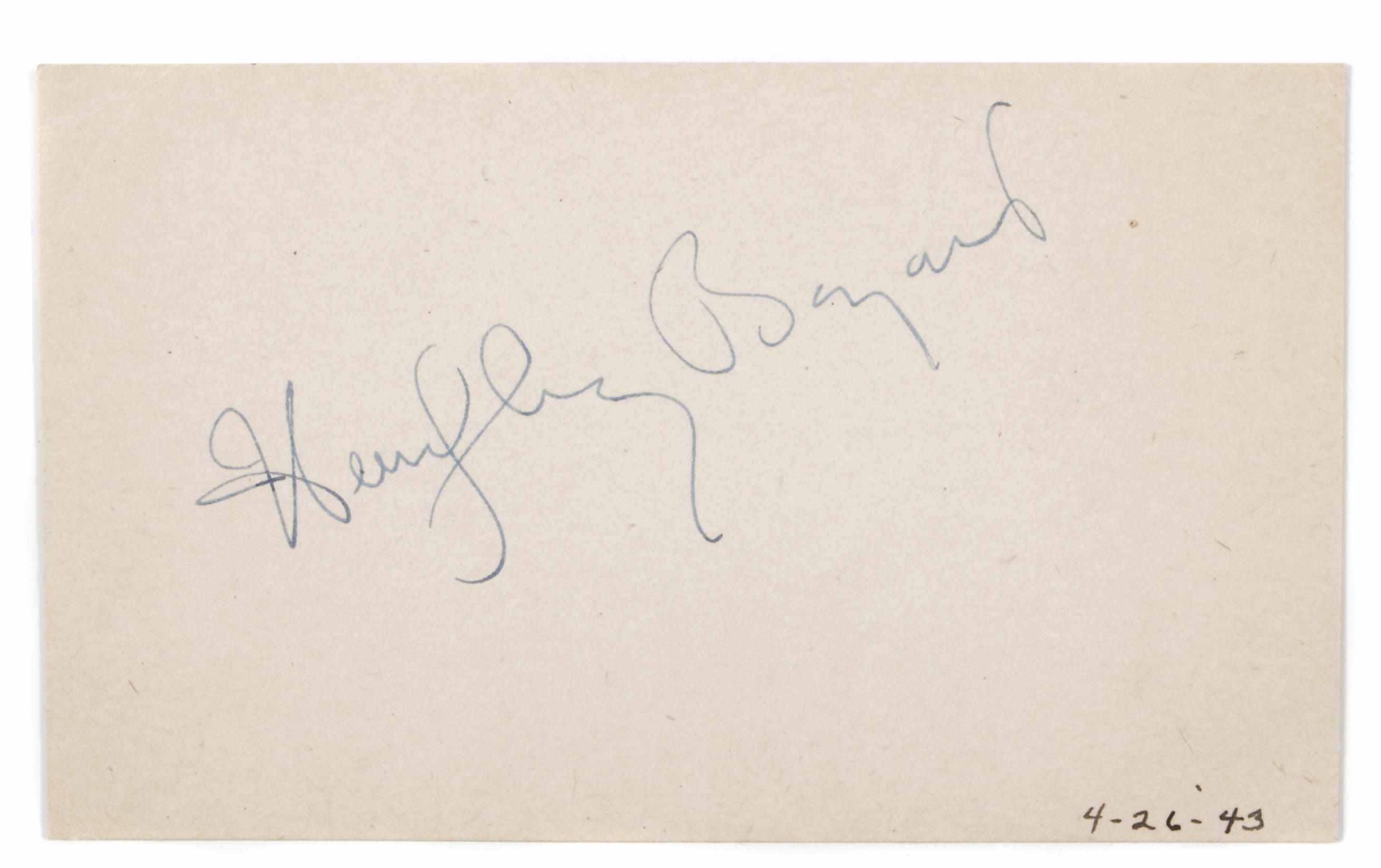 Appraisal: BOGART HUMPHREY - Signatures ''Humphrey Bogart'' each on by inch