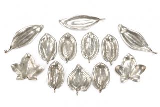 Appraisal: A E Chanal Pewter Art Nouveau Leaf Dishes Alice -