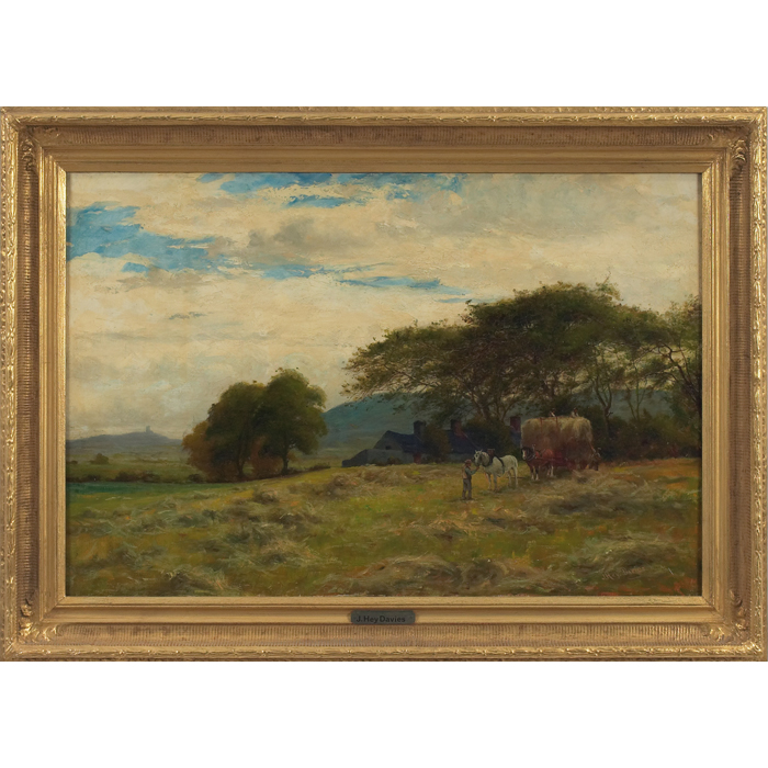 Appraisal: James Hey Davies British - ''Gathering Hay '' c oil