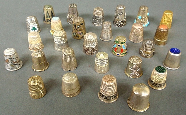 Appraisal: - Twenty-eight thimbles- sterling silver English silver troy oz and