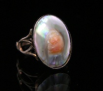 Appraisal: Ladies' Vintage Mother-of-Pearl Ring A vintage k yellow gold setting