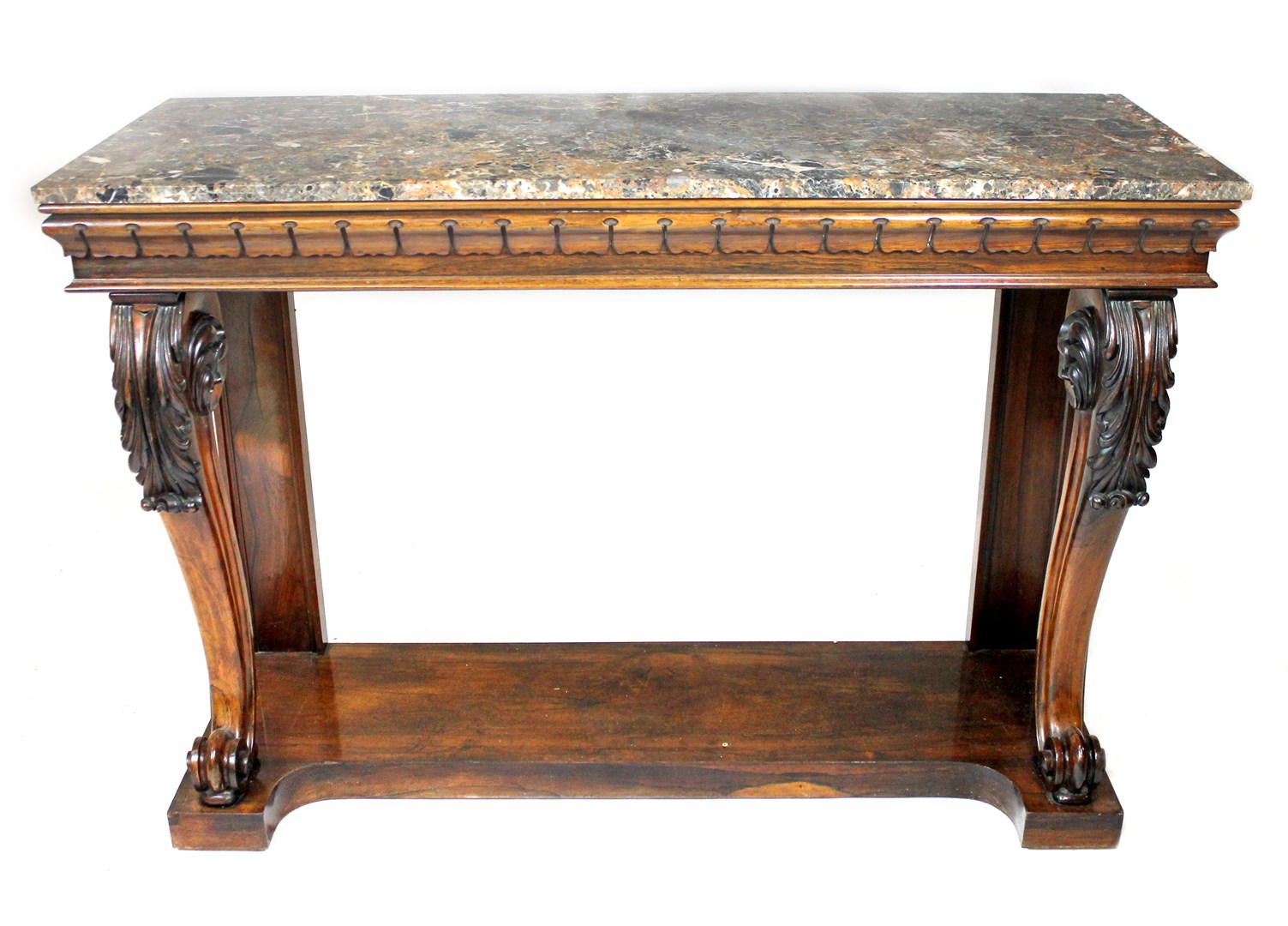 Appraisal: A th century console the rectangular marble top on a