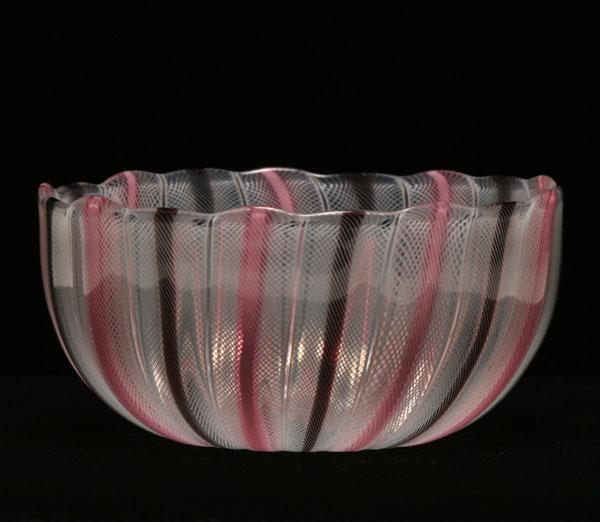 Appraisal: Venini Zanfirico bowl c 's Composed of vertical canes of