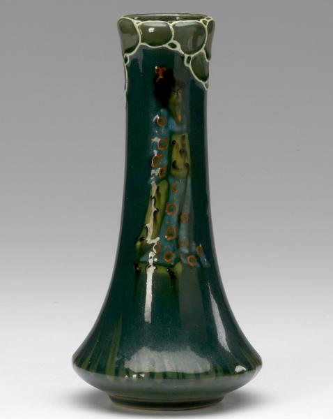 Appraisal: WELLER Jap Birdimal corseted vase decorated with geisha under trees