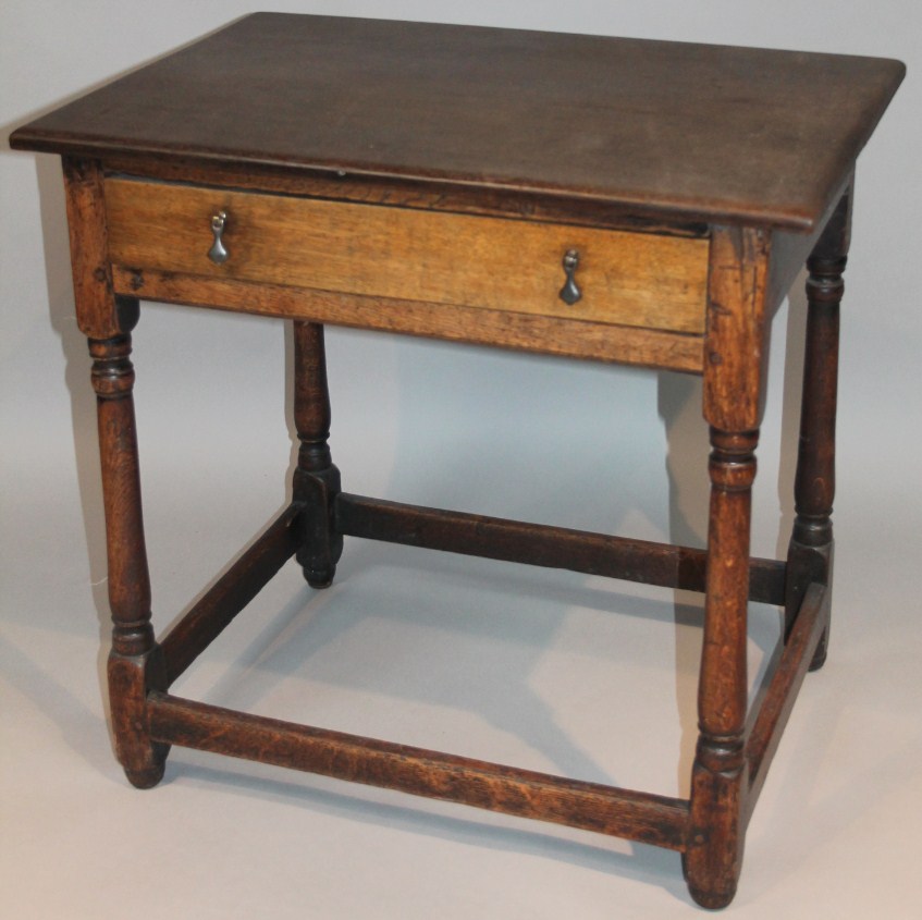 Appraisal: An thC and later oak side table the rectangular over