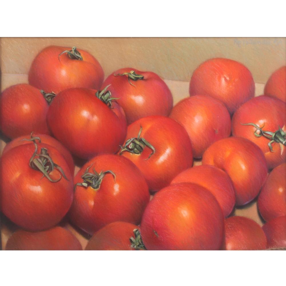 Appraisal: ROZ HOLLANDER AMERICAN ST CENTURY RED TOMATOES STILL LIFE PASTEL