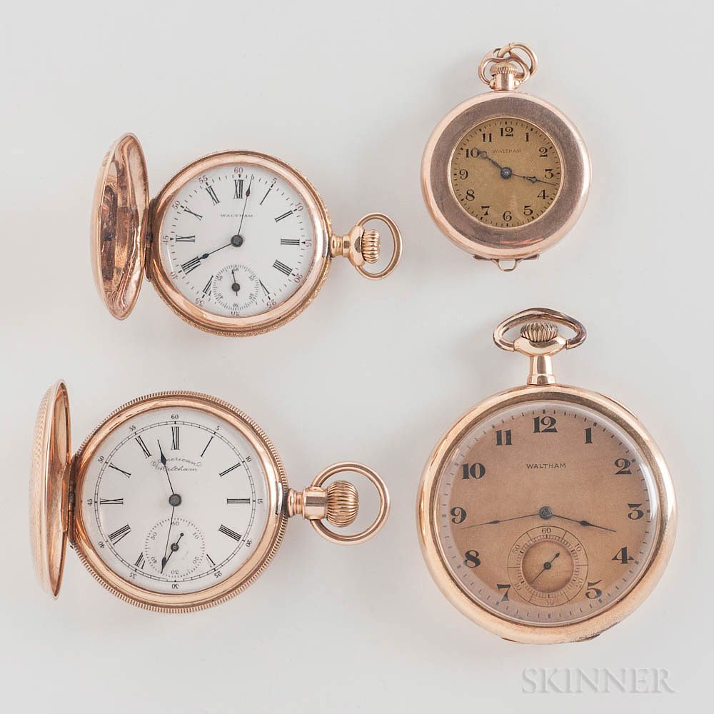 Appraisal: Four kt Gold Waltham Pocket Watches Four kt Gold Waltham