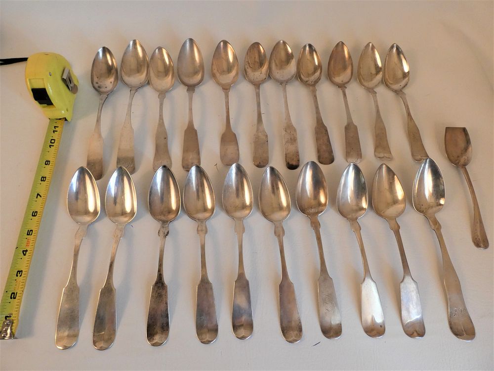 Appraisal: COIN SILVER TABLE SPOONS Lot of large antique coin silver