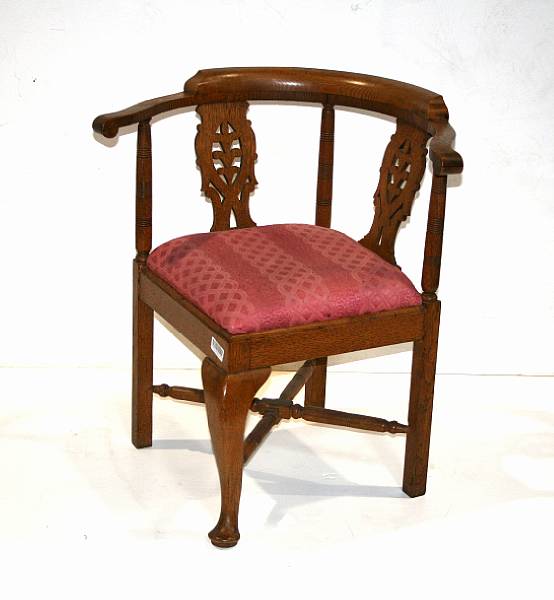 Appraisal: A Chippendale style oak corner chair late th century height