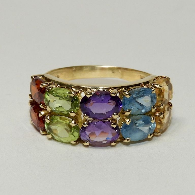 Appraisal: K Gold Multi Semi Precious Stone Ring Italy th Century