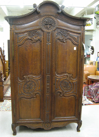 Appraisal: LOUIS XV CARVED OAK ARMOIRE Normandy region late th early