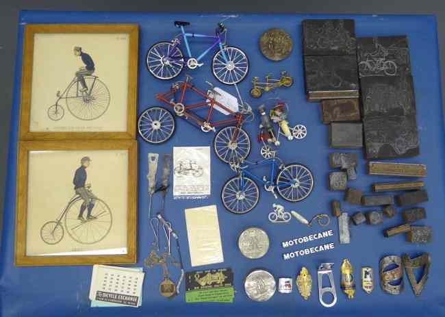 Appraisal: Bicycle misc collectibles lot including models belt buckle cyclist cup