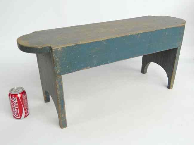 Appraisal: th c bench in blue bench ends are tombstone shaped