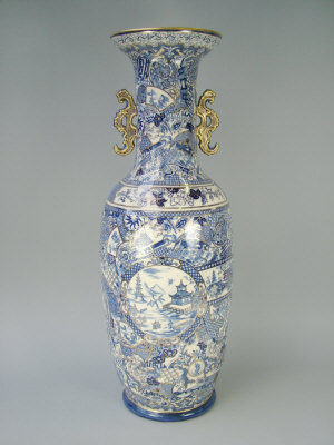 Appraisal: A large Rorstrand Chinese style twin handled baluster vase early