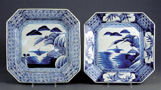 Appraisal: Two Japanese porcelain plates late th centuryoctagonal form decorated in