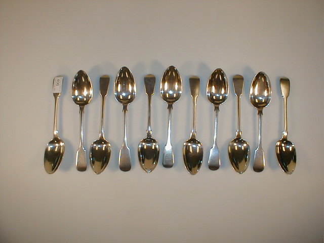 Appraisal: Eleven Georgian silver fiddle pattern tablespoons various marks ozs