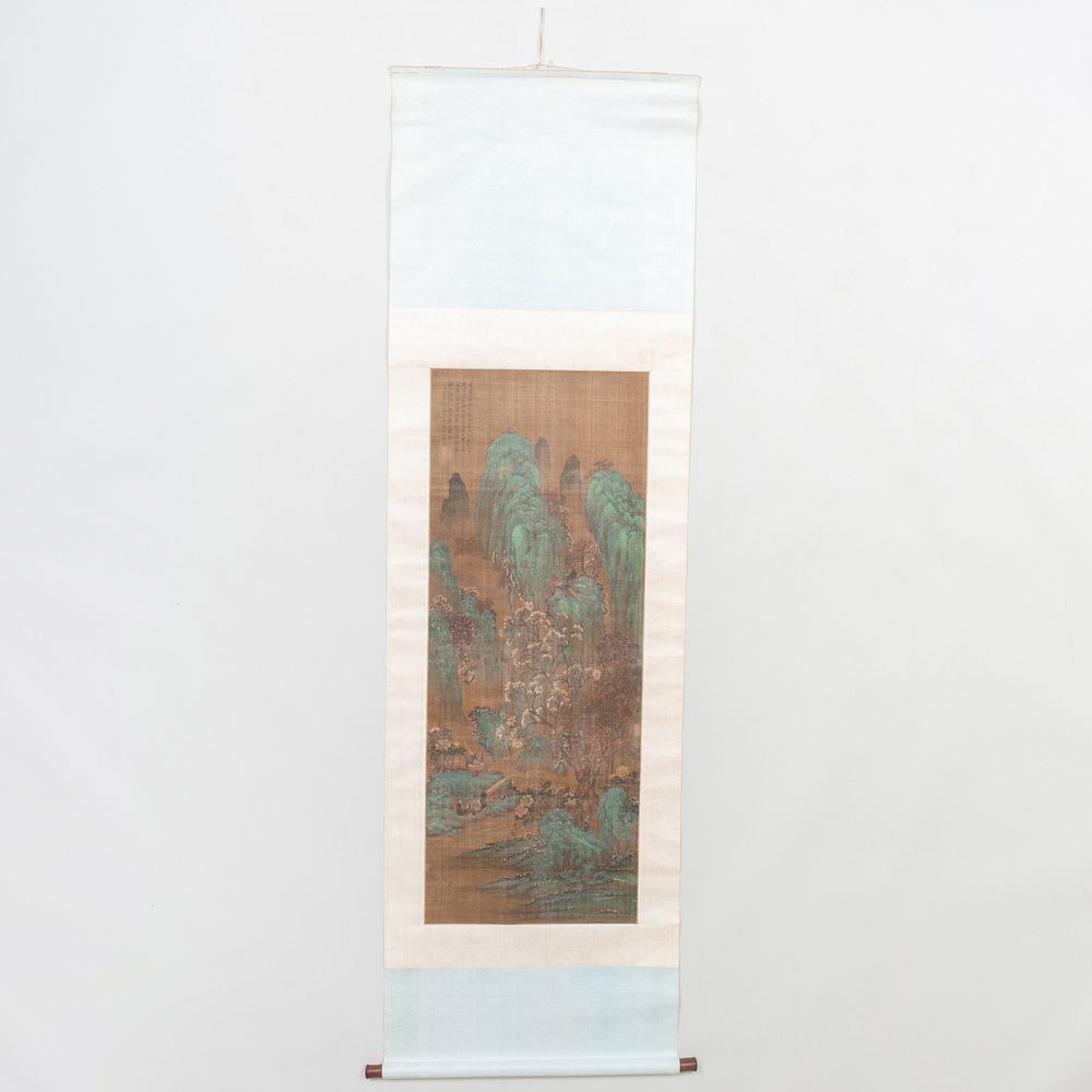 Appraisal: Chinese Scroll of Mountain Landscape Ink and colors on silk