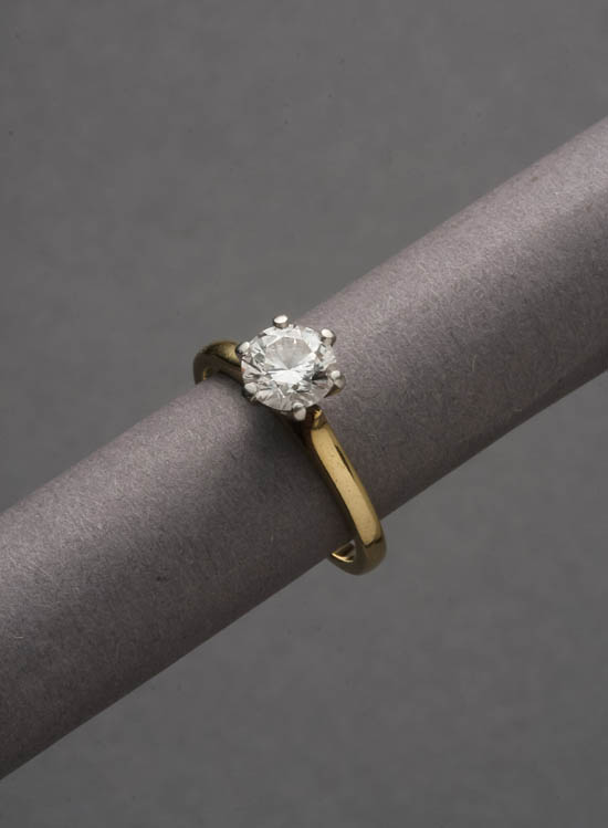 Appraisal: Lot Property of Various Owners Platinum and -Karat Yellow-Gold Solitaire